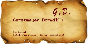 Gerstmayer Dormán névjegykártya